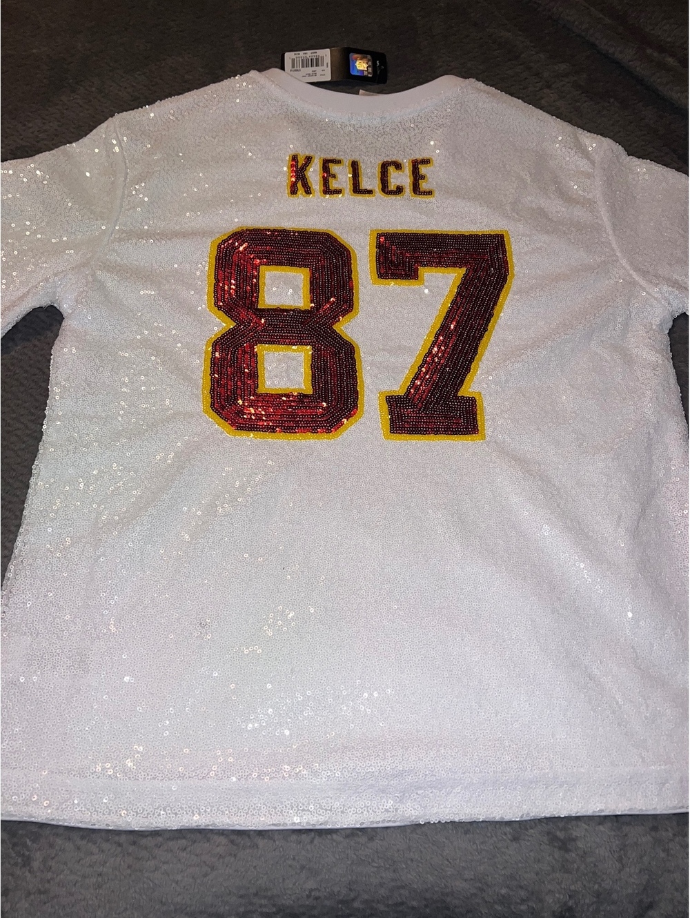 Outerstuff Women's Kansas City Chiefs Travis Kelce N&N Sequin Top, Large - Picture 6 of 6